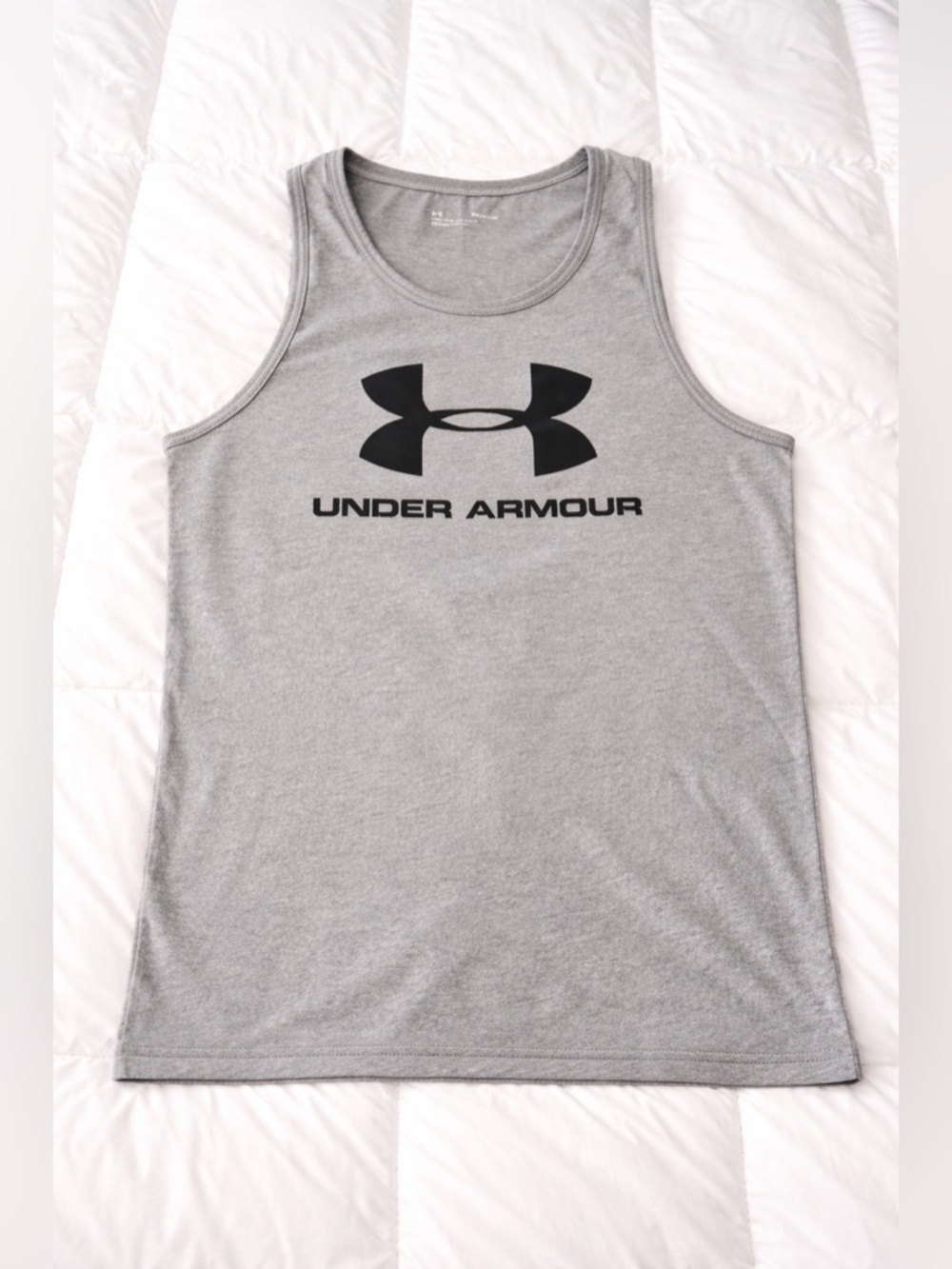 Under Armour Heather Gray Tank with Black Logo